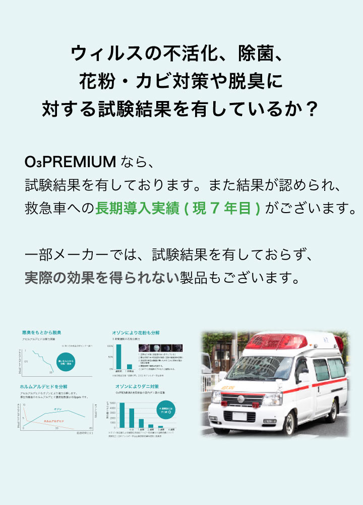 ウイルスの不活化、除菌、花粉・カビ対策や脱臭に対する試験結果を有しているか？